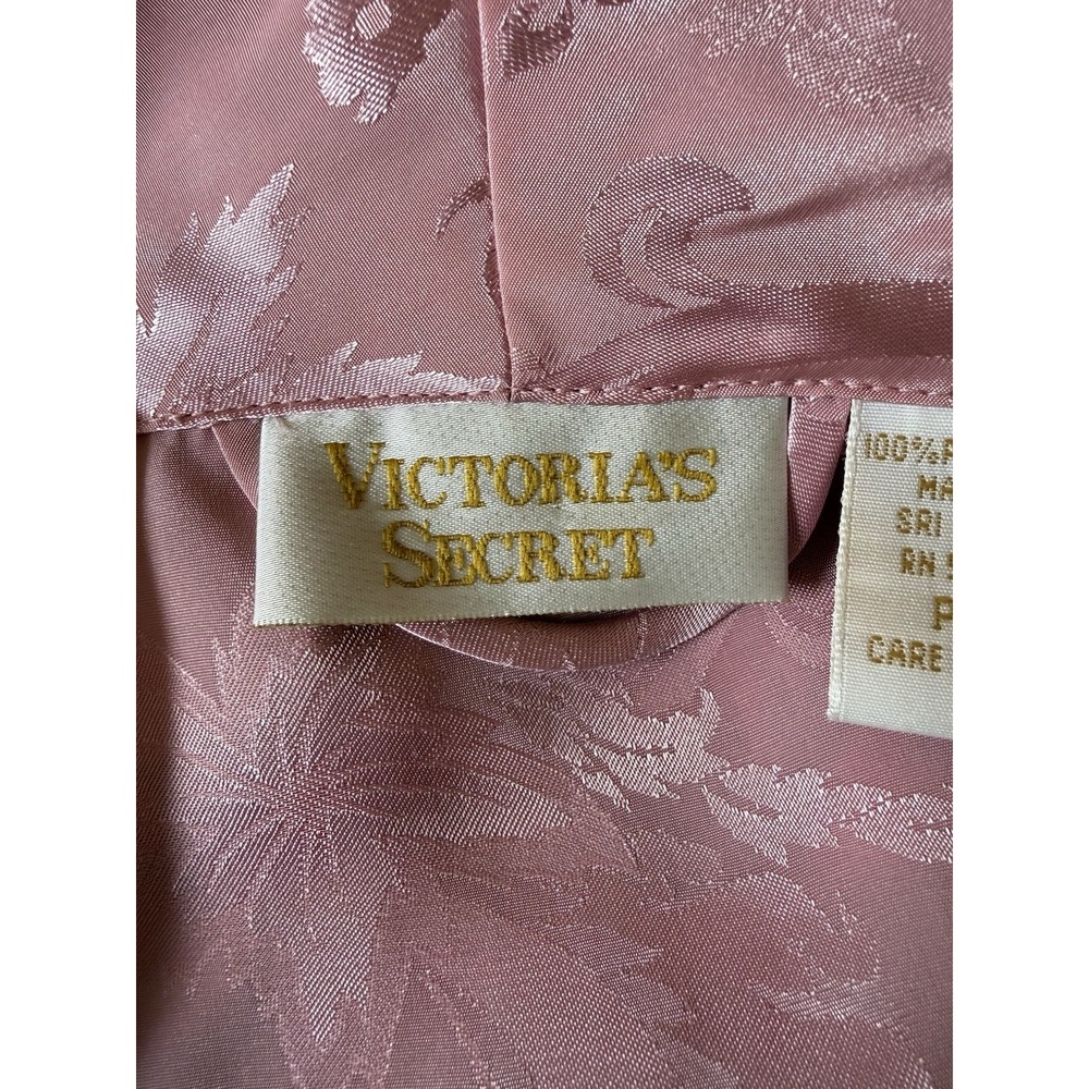 Vintage Victoria Secret Robe Gold Label Floral Satin Full Length Belted Sz Pet S - Picture 3 of 13